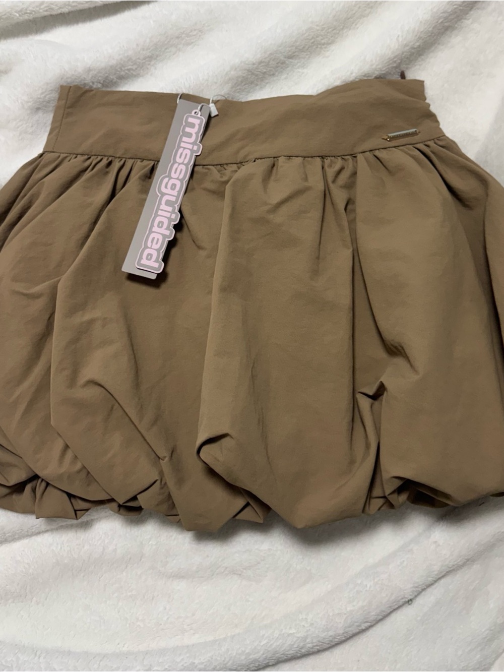 Missguided Brown Bubble Skort Shorts